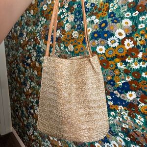 Rattan Beach Purse with Vegan Leather Straps